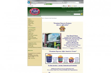 Velvet Cream Popcorn (Web Site with shopping cart)